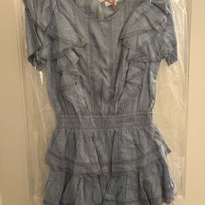 LoveShackFancy Light Blue Ruffled Dress